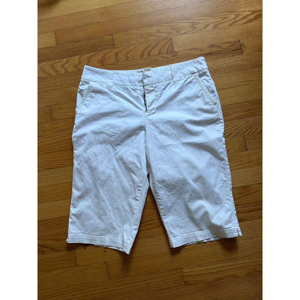 Sonoma Life + Style Womens White Bermuda Shorts Sz 12 Stretch Cotton Knee Length